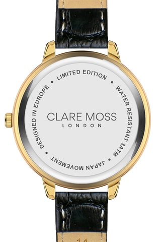 Montre à quartz en cuir de veau Chic - Noir et doré