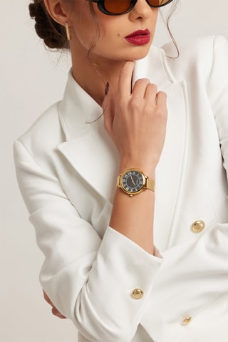 Relógio de quartzo em aço Victoria - Dourado e preto