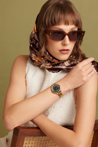 Relógio de quartzo em aço Victoria - Dourado e preto