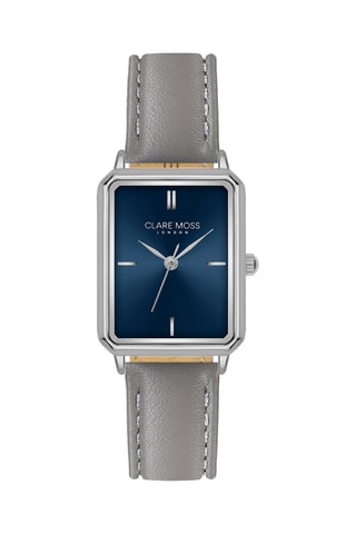 Montre à quartz en cuir de veau - Gris et argenté