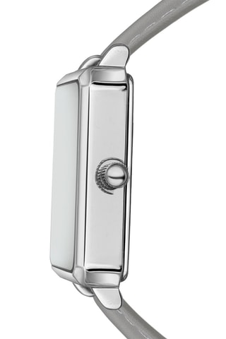 Montre à quartz en cuir de veau - Gris et argenté