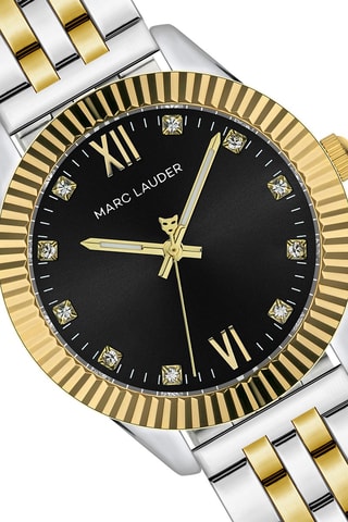 Montre à quartz en acier et zircons Edinburgh - Argenté et noir