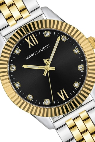 Montre à quartz en acier et zircons Edinburgh - Argenté et noir