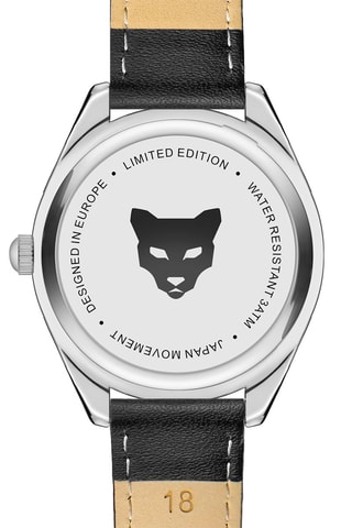 Montre à quartz en cuir et zircons Edinburgh - Noir et doré