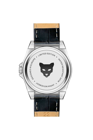 Relógio de quartzo em couro Cologne Preto e prateado