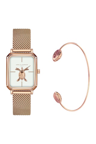 Coffret montre à quartz en acier et jonc Serenity