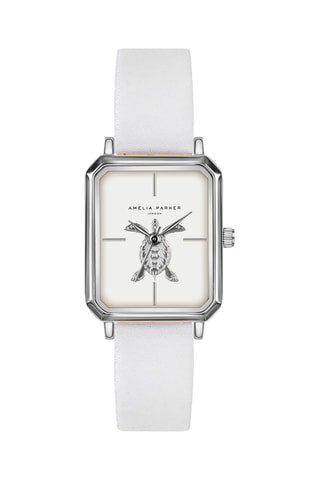 Montre à quartz en cuir Serendipity Sea - Blanc et argenté