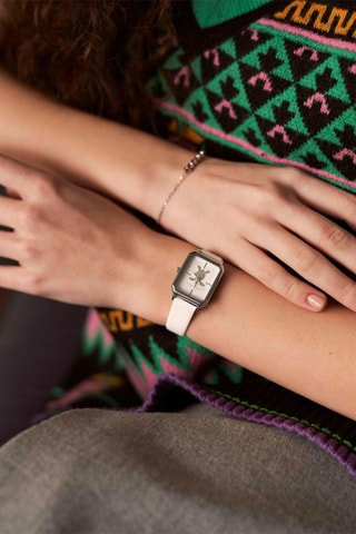 Montre à quartz en cuir Serendipity Sea - Blanc et argenté