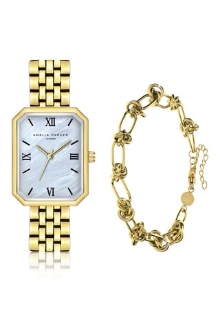 Coffret montre à quartz et bracelet en acier Shell Bay - Nacre