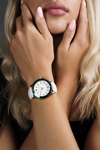 Montre à quartz en cuir Sofia - Blanc et vert