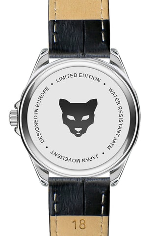 Montre à quartz en cuir Valletta - Noir et bleu