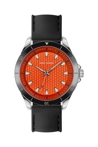 Relógio de quartzo em silicone San - Preto e laranja