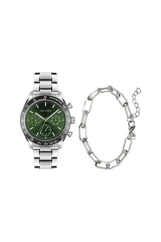 Coffret relógio de quartzo em aço e pulseira