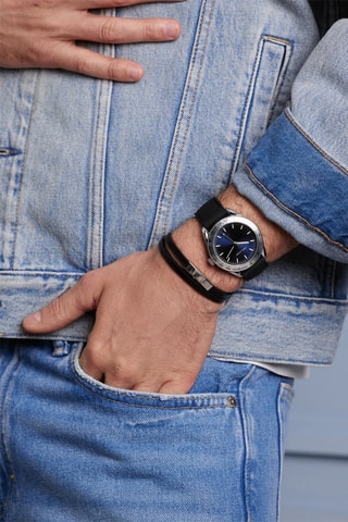 Relógio de quartzo em silicone Helsinki - Preto e prateado