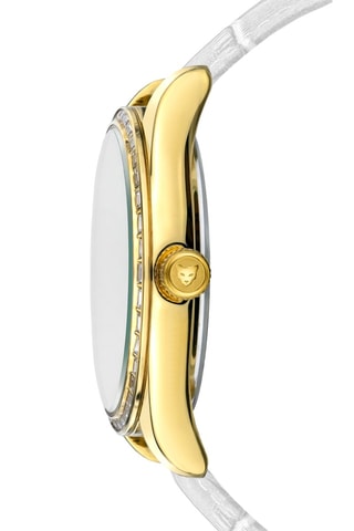 Montre à quartz en cuir et nacre - Blanc et doré