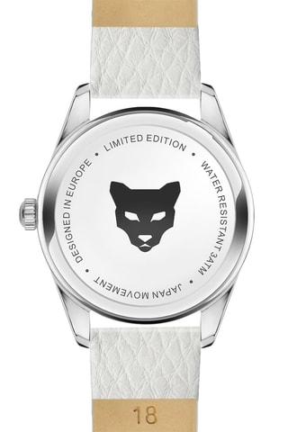 Montre à quartz en cuir Ankara - Blanc et argenté