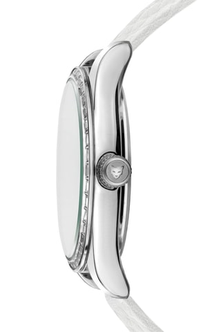 Montre à quartz en cuir Ankara - Blanc et argenté