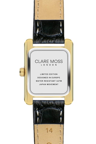 Montre à quartz en cuir de veau Mimosa - Noir et doré