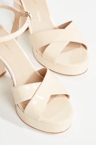 Sandales à talons plateformes en cuir - Beige