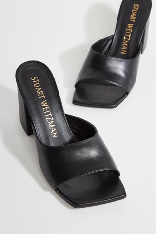 Mules à talons compensées en cuir - Noir