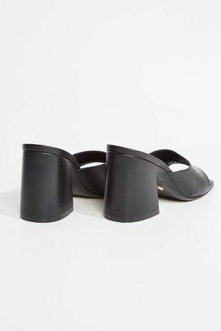Mules à talons compensées en cuir - Noir