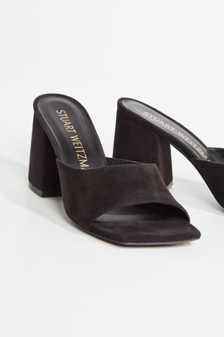 Mules à talons compensées en cuir - Noir