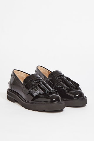 Mocassins en cuir de veau verni Mila - Noir