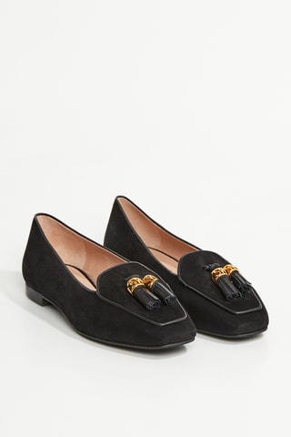 Ballerines en cuir de chèvre nubuck Slipknot Signature - Noir