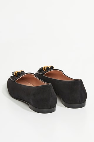 Ballerines en cuir de chèvre nubuck Slipknot Signature - Noir