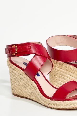 Espadrilles compensées en cuir Lexia - Rouge