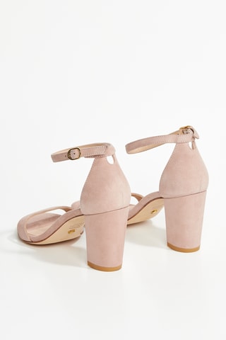Sandales à talons en cuir d’agneau Nearlynude - Rose poudré