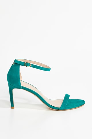 Sandales à talons en cuir de chèvre nubuck Nunakedstraight - Vert clair