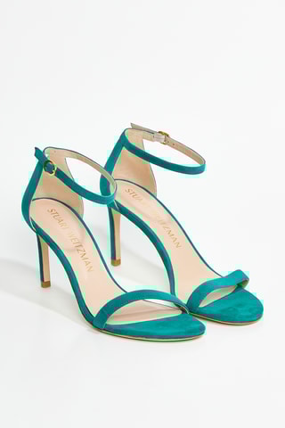 Sandales à talons en cuir de chèvre nubuck Nunakedstraight - Vert clair