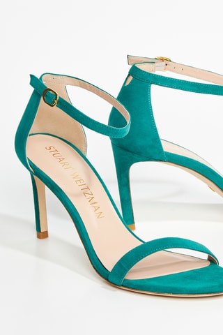 Sandales à talons en cuir de chèvre nubuck Nunakedstraight - Vert clair