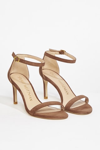 Sandales à talons en cuir de chèvre nubuck Nunakedstraight - Taupe
