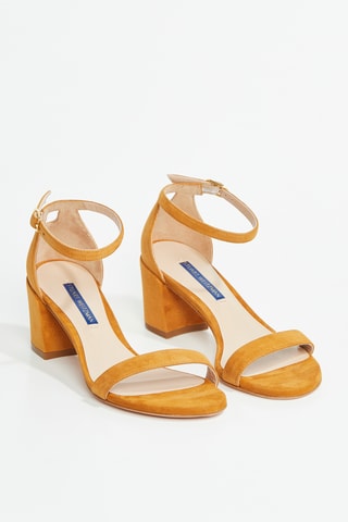 Sandales à talons en cuir de chèvre Simple - Orange