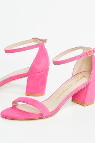 Sandales à talons en cuir de chèvre nubuck Simple - Rose