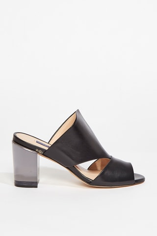 Mules à talons en cuir Cecile - Noir