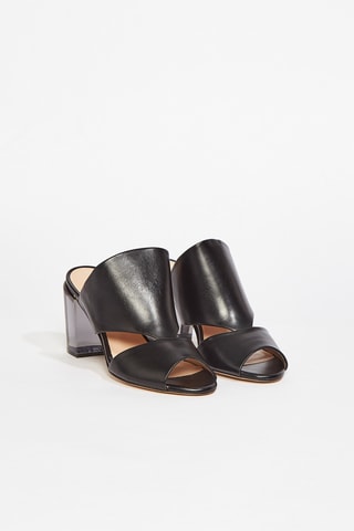 Mules à talons en cuir Cecile - Noir