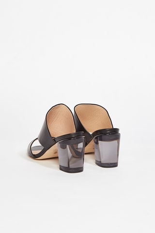 Mules à talons en cuir Cecile - Noir