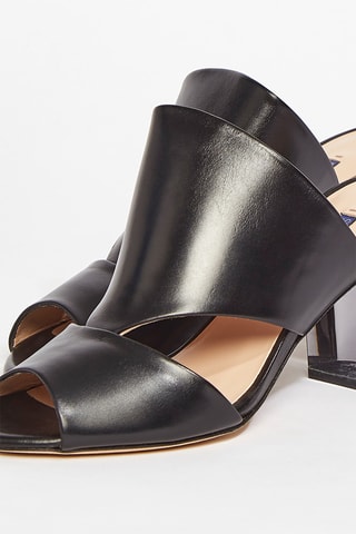 Mules à talons en cuir Cecile - Noir