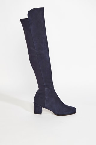 Bottes en cuir de chèvre nubuck City Block - Bleu marine