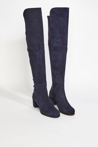 Bottes en cuir de chèvre nubuck City Block - Bleu marine