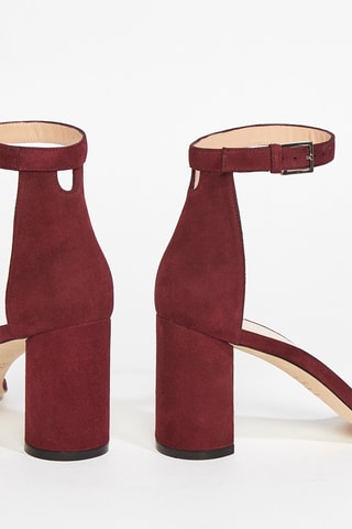 Sandales à talons en cuir de chèvre nubuck 75Lessnudist - Bordeaux