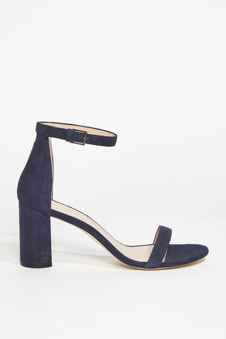 Sandales à talons en cuir de chèvre nubuck 75Lessnudist - Bleu marine