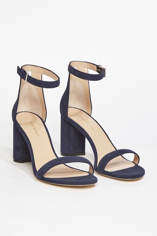 Sandales à talons en cuir de chèvre nubuck 75Lessnudist - Bleu marine