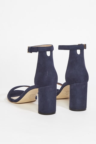 Sandales à talons en cuir de chèvre nubuck 75Lessnudist - Bleu marine