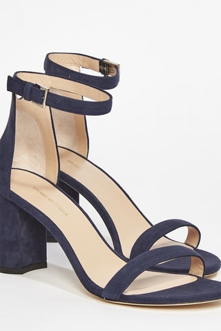 Sandales à talons en cuir de chèvre nubuck 75Lessnudist - Bleu marine
