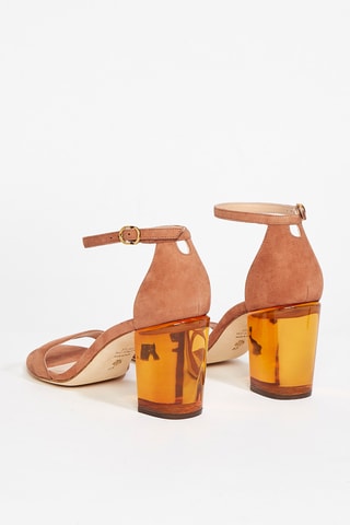 Sandales à talons en cuir de chèvre nubuck Nearlynude - Marron