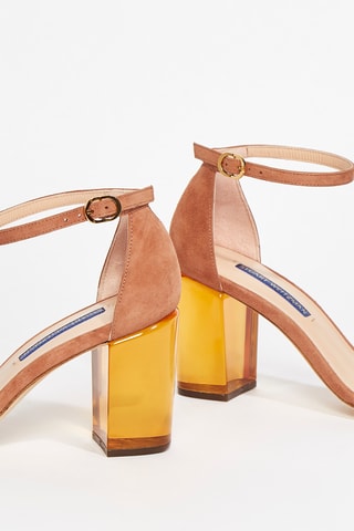 Sandales à talons en cuir de chèvre nubuck Nearlynude - Marron